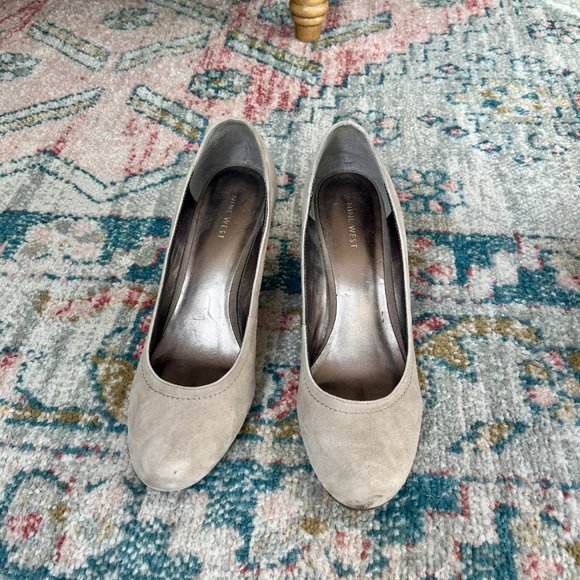 Nine West Stone Beige Faux Suede Wedges - Picture 2 of 4